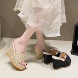 Large-Size Cool Slippers Women Summer New Slope With Fish Mouth Thick Words High And Cold Drag Woman