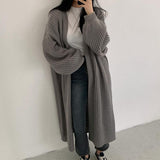 Loose Wear Long Sweater Women's Coat Lantern Sleeve Net Red Knitted Cardigan