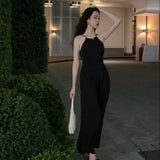 Women Summer One Piece Jumpsuit Sleeveless Casual Wide Leg Bandge Elegant Office Lady Long Pant