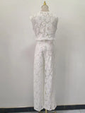 Temperament Famous Lady Light Luxury Two Sets Of 2025 Autumn And Winter New Embroidery Flowers Ostriches Hair High Waist Broad Leg Trousers Set