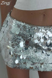 Women Sequined Skirts Sparkle Bodycon Short Mini Skirts Shiny Glitter Pencil Skirts Nightwear Party Clubwear 2023