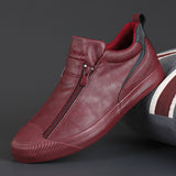 Autumn New Men's Shoes Trendy Shoes Men's Double Zip Casual Shoes Men's Board Shoes Trend Warm Leather