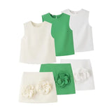 New Simple Waistcoat Floral Dress Half-Piece