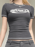 Stitched Short Sleeve Logo Graphic Tee- Outfit