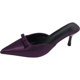 2025 New Tip-Tip Fine Heel High-Heeled Temperament French Fashion Fairy Bow Half-Dragging Women's