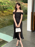 Xixi 2025 Summer Dress New Temperament Shoulder Sling Dress High-End Long Dress Women