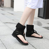 Cool Boots Women's Short Boots Flat-Bottomed Jacket And Sandals Roman High-Gang Belt Buckle Letter Retro Women's