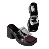 Asia Large-Size High-Head Drill Slippers Women Wear Waterproof Table Thick Bottom Cold Slippers
