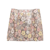 Heavy Industry Lighting Flowers A-Word Skirt High Waist Thin Ass Anti-Light Short Skirt Women