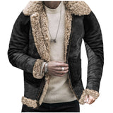 Winter New Fur Integrated Men's Coat Thick Imitation Leather Velvet Printed Jacket