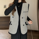 Zingj Fragrant Wind Big Size Fat MM Autumn Winter Light Ripe Vest Vest Fashionable Chic Foreign Style Straight Tube Fold Wear Thousand Bird Case Horse Clip-Outfit