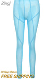 Mesh See Through women pants vetement femme High Waist Patchwork Sheer Leggings Body-shaping Baddie Style Skinny