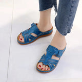 Women's Shoes 44 Large Size 43 Sandals Fashion Retro Solid Slope And Slippers Women's