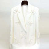 Hot New Star Fashion Double Buckle Heavy Industry Three-Dimensional Flower Decoration Suit