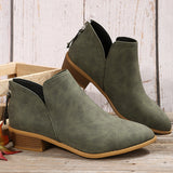 Coarse And Short-Skinned Boots Women's Sharp Tips And Zippered Velvet And Ankle Boots Women's Martin
