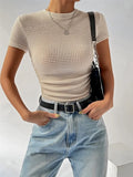 And Summer New Products To Repair The Folding Round Collar Knitting Short-Sleeved