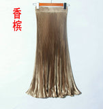 Luster Polyester Pressure Folded Half Skirt Original Single Long Skirt Silk Clear Silk