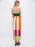 Women's Clothing In The Summer Of 2025 Striped Dress Colored Thin Opening Sling
