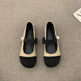 Fragrant Wind Square Single Shoes Evening Equal Pearl Loose Band Collage Mary Jane Fashion Women's Shoes Spring And Autumn High