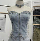 Vintage Babes Cowboy Breast Sling Sling Vest Sexy Sleeveless Hanging Neck Sleeveless Topie Girl