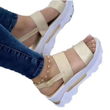 New Spring And Summer Sandals Women's Wide Face With Thick Bottom Slope And Leisure 43 Large Women's