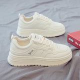 White Shoes Women 2025 Autumn And Winter New Korean Version Of The Round Breathable Sports Casual Shoes Students Thick-Soled Shoes