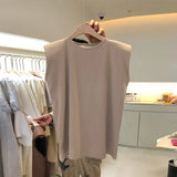 Zingj Sleeveless T-Shirt Female Loose 2024 Summer New Fashion Black Vest Shirt Student Top Wear