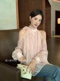 Xixi 2025 Autumn White Standard Korean Version Of The Match Temperament With Chiffon Long-Sleeved Shirt Women Top Women