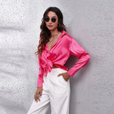 Shirt Women's Denswear Simulation Silk Long-Sleeved Shirt New Women's