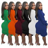 Zingj New Women's Solid Color High Collar Flounce Handmade Knitted