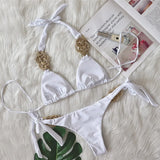 Zingj New Bikini Solid Color Split Swimsuit Sexy Hand-Woven Women's