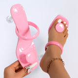 Size 42 High-Heeled Cool Slippers Women Spring Summer New Slippers Square Fine With Fashion Casual Leather Beach Shoes