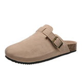 Size 35-45 Vintage Women's Shoes One Foot Flat Bottom Bag Head Half Slippers Women's Summer Wear Round Head Belt Buckle Cool