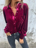 Gold Velvet Shirt 2025 Long-Sleeved Single Buckle With A Loose Bottom Shirt For