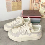 Version Of The Color Panel Shoes Women 2025 Summer New Lace Sports Small White Shoes Casual Style Retro Thick-Soled Women's