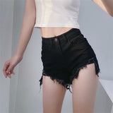 Zingj New Summer Stretch-Hole Denim Shorts With A High Waist And A Thin Washedged Wide-Legged Hot