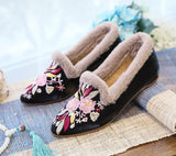 Zingj Wool Edge Pointed Shoes Embroidered Cloth Shoes Fashion Warm Home Shoes National Wind Women's Shoes Cotton Drag Women's Cotton