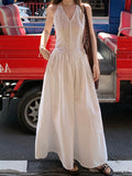 Island Pink Niche Gentle And Comfortable Thin Hanging Neck Dress Women Lace Splicing French Long