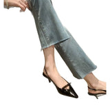 New Beautiful Bow Leather High Heel Female Thin Heel With High Heel Sandals Tips Cool Single