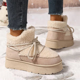 Bottom Cross-Tie Belt 2025 Autumn And Winter New Fashion Plus Thick Warm Short Barrel Porcede Taut Snow