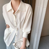 Shirt Female Design Small Spring And Autumn French Light Ripe Hong Kong Chic High-End Feeling Waist