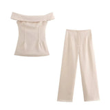 Women's INS Burst Side Open Fork On The Shoulder Trousers