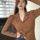 Women Slim Fashion Korean Style Spring Knitted Outerwear Chic Sexy Long Sleeve Sweater New Simple Casual Daily