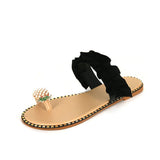 Size Large-Size Women's Shoes 2025 Summer New Pineapple Water Drill Cool Slippers Women Wear Flat Beach