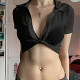 Careful Machine Perspective Mesh Collar Kinesion Design Short Outer Hoodie Solid Color