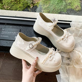 Small Fragrant Pine Cake Mary Jane Single Shoes Women 2025 Spring And Summer New Thick Sole With Skirt Pearl Jk Small Leather