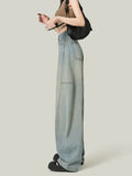 Zingj 2024 New Light Blue, High Waist, Loose, Wide Leg Jeans, Women's Thin, Straight And Long