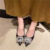 Summer New Pointed Sandals After The Ribbon With Large Size Square Buckle High Heels Gentle Fashion Women's