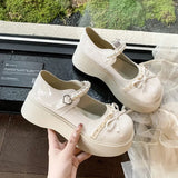 Small Fragrant Pine Cake Mary Jane Single Shoes Women 2025 Spring And Summer New Thick Sole With Skirt Pearl Jk Small Leather