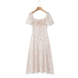 Women's New Printed Rope Cramps To Close The Waist Short-Sleeved Dress